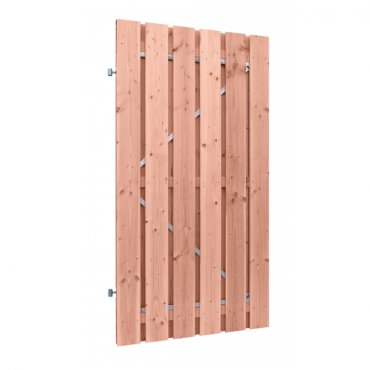 # Douglas gesch plankendeur, B100xH195cm, 1,6x14 op verstelbaar stalen frame, 16 mm, onbehandeld.