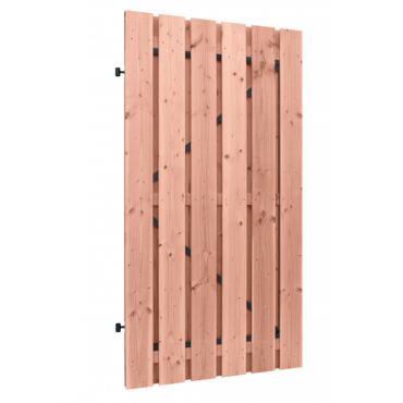 Douglas gesch plankendeur, B100xH190cm,  1,7x14 op zwart verstelbaar stalen frame, onbehandeld.