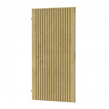 Vuren tuindeur Elan Excellent verticaal op verstelbaar stalen frame, 99 x 190 cm, groen geïmpregneerd.