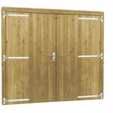 Douglas dubbele deur extra breed en hoog, 255 x 209 cm, incl. kozijn, groen ge#mpregneerd.