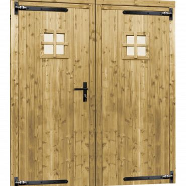 Douglas dubbele 1-ruits deur inclusief kozijn, 168 x 201 cm, groen ge#mpregneerd.