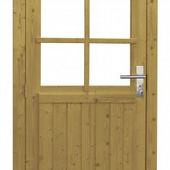 Vuren enkele 6-ruits deur inclusief kozijn, linksdraaiend, 90 x 201 cm, groen ge#mpregneerd.