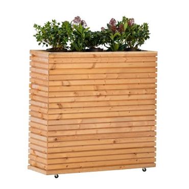 Bloembak Red Wood 30 x 90 x 80 cm op wieltjes