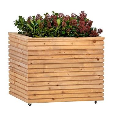 Bloembak Red Wood 60 x 80 x 60 cm op wieltjes