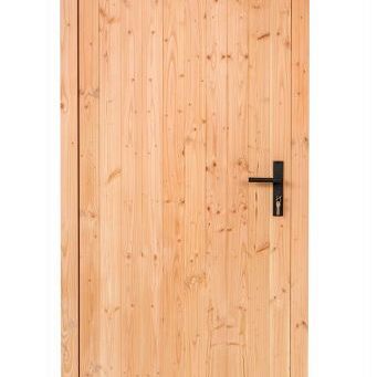 Douglas enkele dichte deur met zwart beslag linksdraaiend, 100 x 205 cm, incl. kozijn, onbehandeld