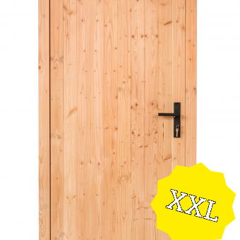 P077666 | Douglas enkele deur extra breed met zwart beslag, linksdraaiend, 120 x 215 cm, onbehandeld