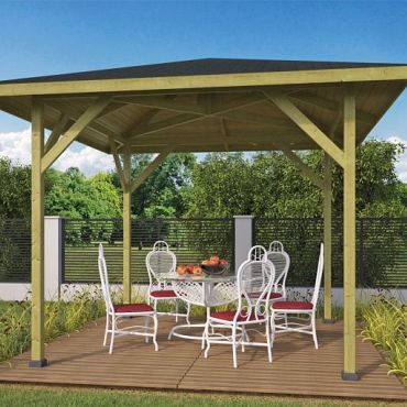 Vierkant Prieel Econoom 340x340cm vuren groen geïmpregneerd