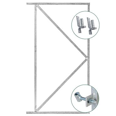 Verstelbaar stalen poortframe 100x80 cm - bxh - verzinkt | Incl. plaatduimen en ophangogen.