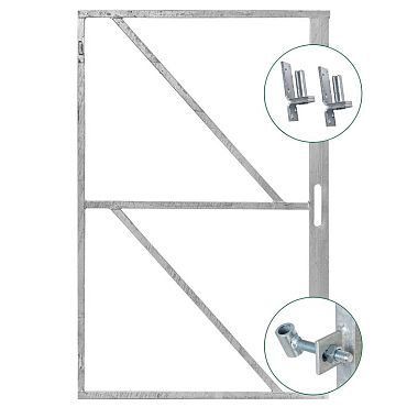 Verstelbaar stalen poortframe incl. slotkast 100x155cm - bxh - verzinkt | Incl. plaatduimen en ophan