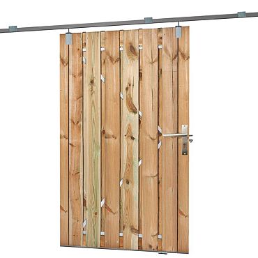 Schuifdeur systeem | Incl. Grenen plankendeur groen geïmpr H195x130 cm
