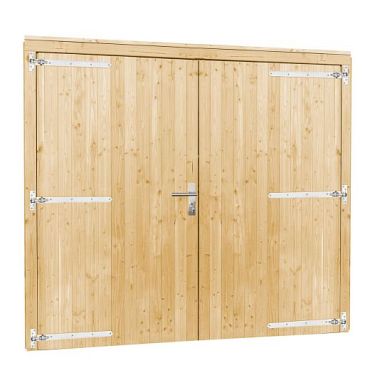 1045646 | Vuren dubbele deur inclusief kozijn extra breed en hoog, 255 x 209 cm, onbehandeld.