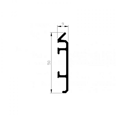 Aluminium knelprofiel / muuraansluitprofiel model 50mm  L= 2.50 m