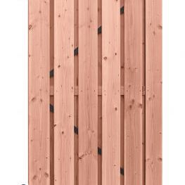 Douglas gesch plankendeur, B100xH195cm, 1,6x14 op zwart stalen frame, onbehandeld.