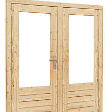 Vuren dubbele deur - dubbel glas - 5 puntssluiting